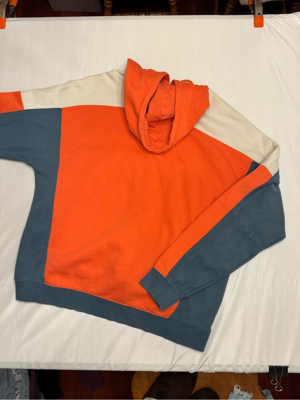 Nike Men’s Crewneck Hoodie - Orange, Cream & Blue - Picture 3 of 3